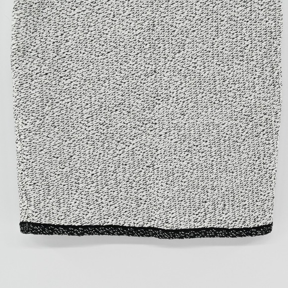 ST JOHN Skirt Sz 8 Wool White Black Contrast Trim Speckled Knit Pencil Capsule - Picture 7 of 13